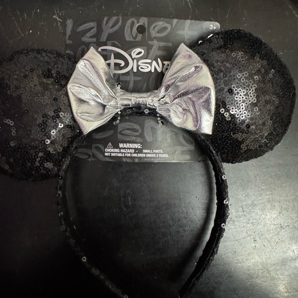 Six piece lot Disney Black Sequin Ears (3) and and Faux leather (3)